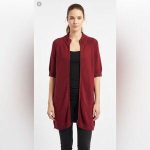 Coldwater Creek Womens XL 18 Full Zip Tunic Cardigan Sweater Burgundy Wool Blend